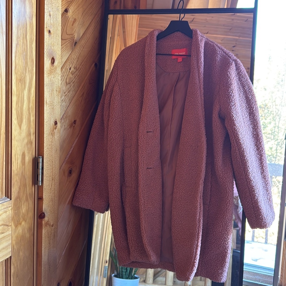 Cozy Pink Teddy Coat Small